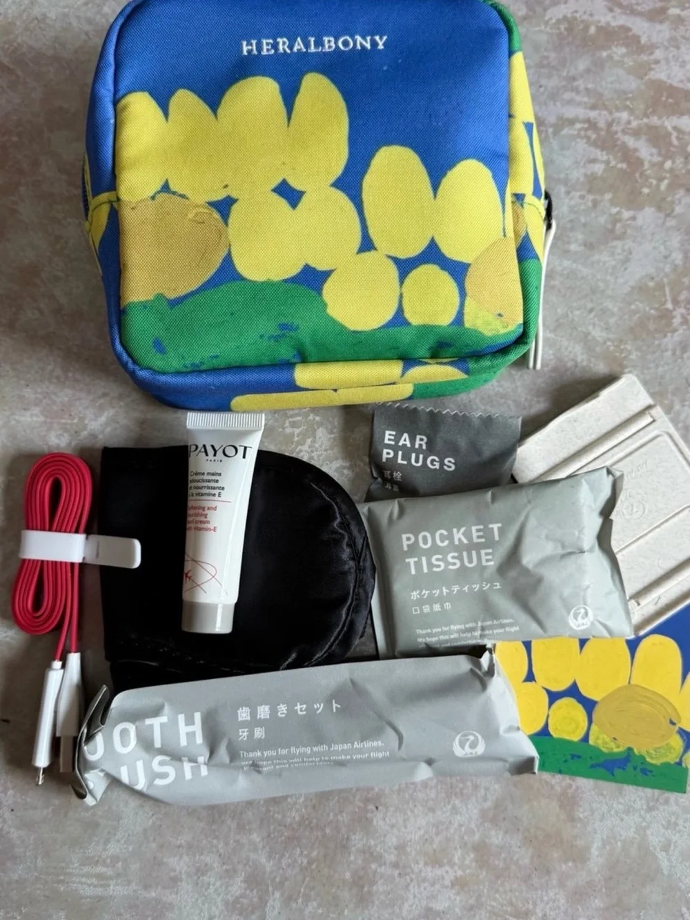 NEW- Japan Airlines JAL Business Class Amenity Kit Pouch Heralbony